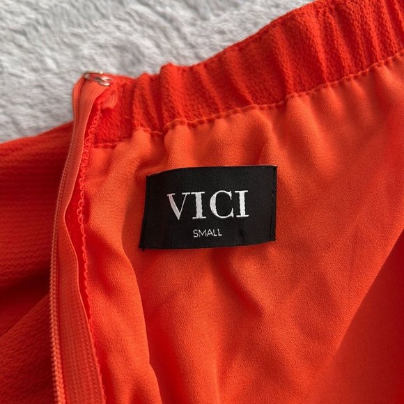 VICI Women Strapless Pocketed Wide Leg Jumpsuit Size Small Orange 2 - 0080 - Picture 10 of 10